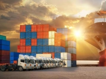 Port and trucks.